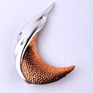 Vintage Monet Mixed Metal Copper & Silver Tone Brooch